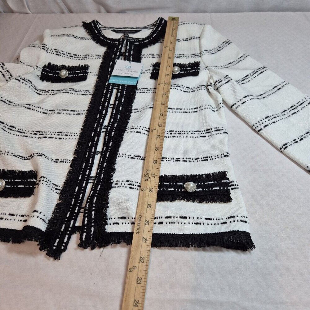 Ming Wang Women's Size XS Striped Blazer Jacket Black White ¾ Sleeve  (42) - Picture 9 of 15